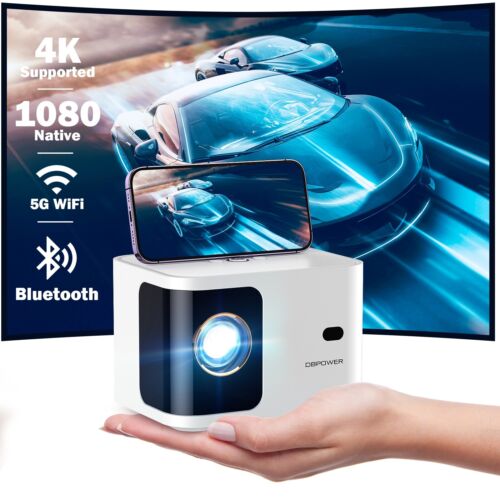 Mini Projectors 1080P 5G WiFi Bluetooth Home Theater 300 ANSI 4K Support White - Picture 9 of 10