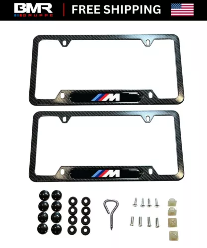 BMW "M" Motorsport License Plate Frame (Carbon Fiber Pattern) - 2pc Set