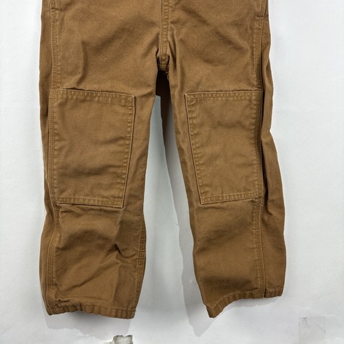 Carhartt Overalls Bibs Toddler Kids 4T Double Knee Canvas Tan Boys Brown Thick - Picture 6 of 17