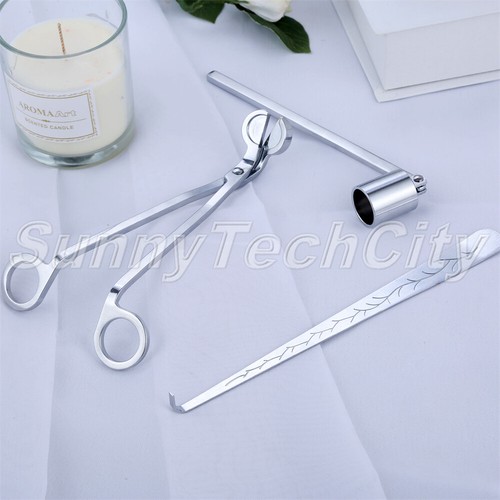 3x Candela Inox Snuffer Forbice Tagliabordi Gancio Taglierina Estintore Strumento - Foto 3 di 3