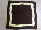Handmade Crocheted Afghan Small 34" Square Lap Throw Brown Yellow 