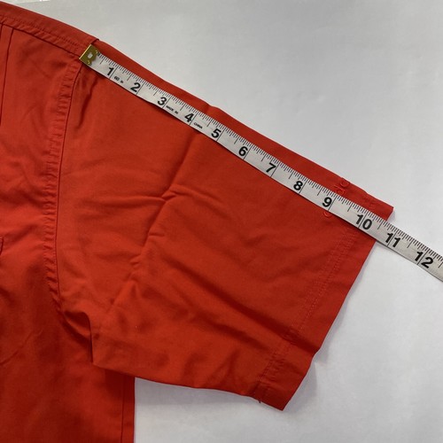 Y2K Adidas Orange Guayabera Shirt Orange Short Sleeves Mens SZ S (Flaws - Picture 20 of 21