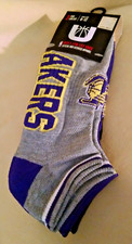 LA LAKERS SOCKS NEW SET 3 SIZE 6-12 LOW CUT GRAY PURPLE BLACK LOS ANGELES NBA.