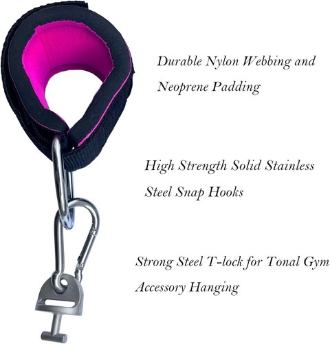 Correas de entrenamiento de tobillo para máquina de gimnasio tonal, correa de tobillo ajustable rosa intenso en... - Imagen 7 de 8