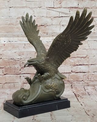 Vintage Echt Bronze American Eagle Skulptur Statue - Vogel Spread Flügel Auf