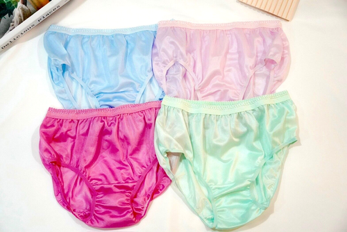 Vintage Slippery Pastel Silky Nylon Panty Bikini Sheer High Waist Brief Sz.7-8 - Picture 2 of 20