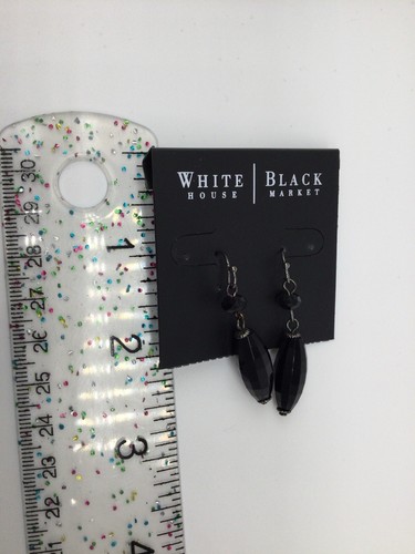 White House Black Market Hematite Black Beaded Drop earrings NWTS - Picture 2 of 2