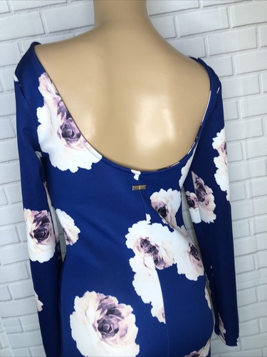 Kardashian Kollection Women’s Long sleeve Bodycon Floral Sz Xs Blue Strech - Picture 9 of 15