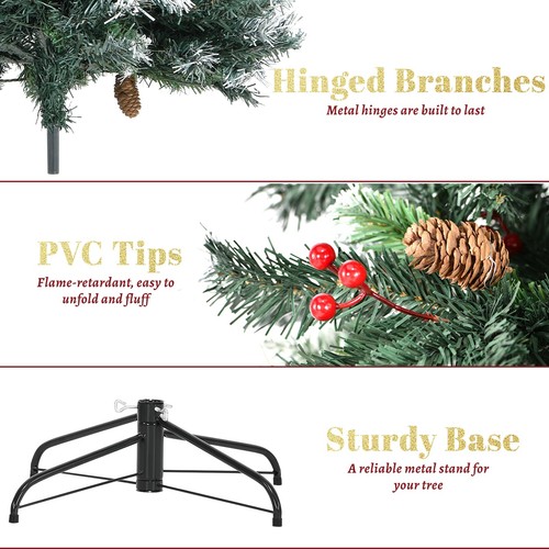 7ft Prelit Christmas Tree with 400 LED Lights 1183 PVC Plush Branches Party I1D8 - Picture 4 of 9