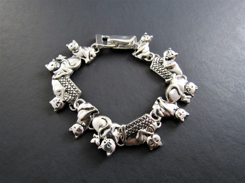 SILBERTON RUTSCHE CHARM KATZEN 7" ARMBAND (D1) - Bild 2 von 9