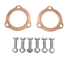Pair 2.5" Reusable Copper Header Exhaust Collector Gaskets & Bolt Kit