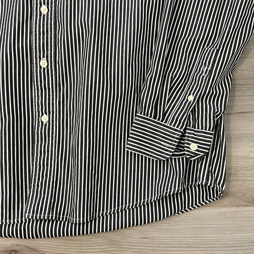 Chaps Hemd Herren XL Extra Large Schwarz Gestreift Langarm Button Down Preppy - Bild 4 von 6