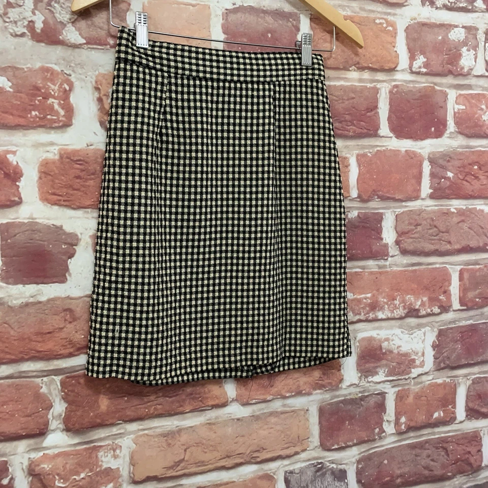 Винтажная юбка Rampage подростковый размер 5 черная кремовая клетчатая без карманов на молнии - Изображение 2 из 4