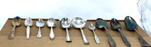 preowned, 10 pcs, odds and ends, silverplate spoons, different sizes and pattern - Picture 1 of 2