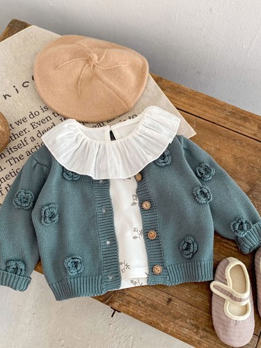 Girls Sweatshirt Knitwear Cardigan Baby Coat Winter Clothes Bolero Tops Kids - Picture 22 of 26