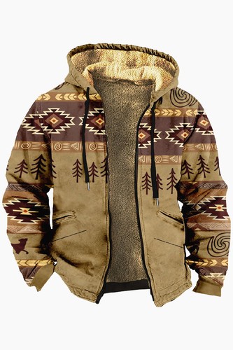 Para hombres Patrón Folclórico Invierno Forrado de Vellón Sudadera con Capucha Suéter Chaqueta con Cremallera Unisex Informal - Imagen 25 de 28