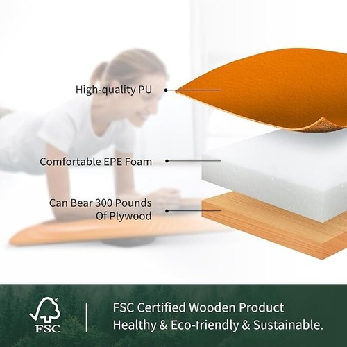 Scwhthr Core Trainer Plank Board - Multifunctional Orange Leather Fitness Board - Picture 4 of 4