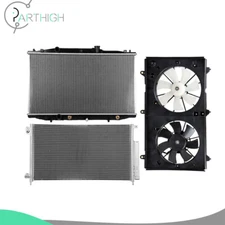 Dual Cooling Fan and Radiator Condenser Electric For 2003-2007 Honda Accord 2.4L