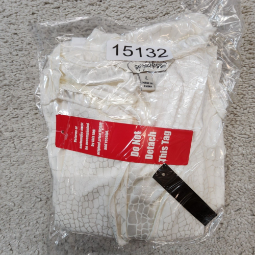 SPEECHLESS white satin Snakeskin long sleeve midi ruffle trim dress Large NEW - Picture 9 of 9