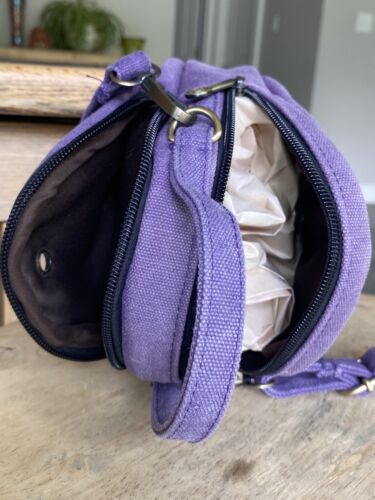 Womens crossbody bag Denim Purple Embroidered mini festival boho - Picture 3 of 13