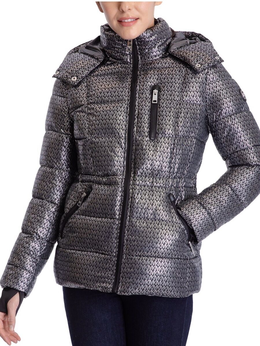 Michael kors cheap silver puffer jacket
