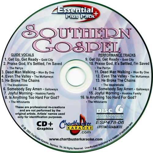 KARAOKE CD+G CHARTBUSTER SOUTHERN GOSPEL 478 NEW SEALED CASE 3 CDS w/song list - Picture 2 of 7
