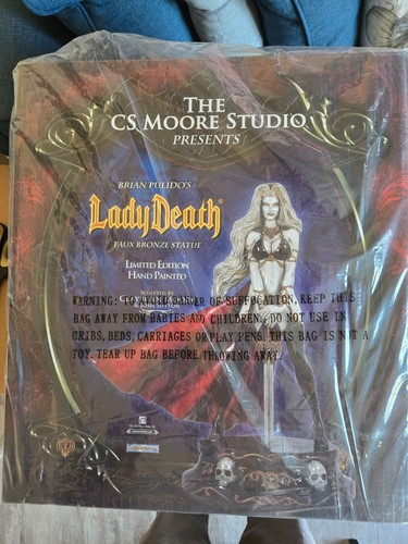 LADY DEATH FAUX BRONZE WHITE VERSION STATUE CS MOORE BRAND NEW #76/200 COA RARE - Picture 7 of 9