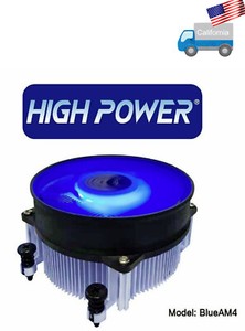 BlueAM4 Blue Light CPU Cooler with Aluminum Heatsink & 95mm PWM Cooling Fan f...