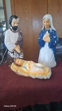 Empire Lighted Christmas Plastic Molding 4 Nativity Pieces Mary, Joseph, & Jesus