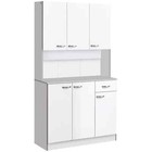 Freestanding Kitchen Cupboard Storage Cabinet 6 Doors Drawer Shelves White