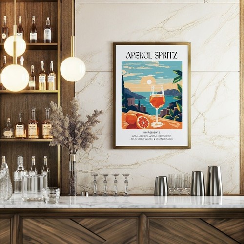 Aperol Spritz Cocktail Wall Art Retro Matisse Print for Home Bar Poster No Frame - Picture 3 of 9