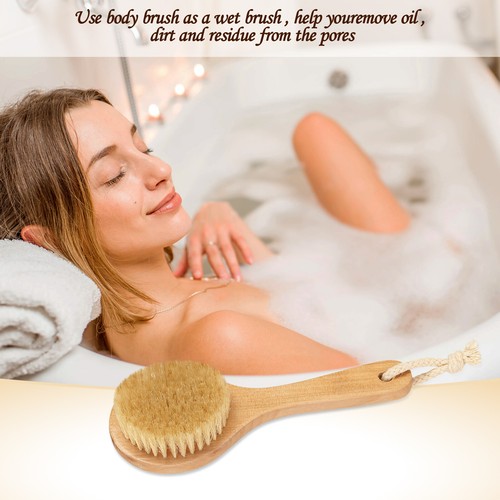 2 Pack Natural Shower Brush Wet and Dry Brushing Body Scrubber for Bath Shower - Picture 2 of 7