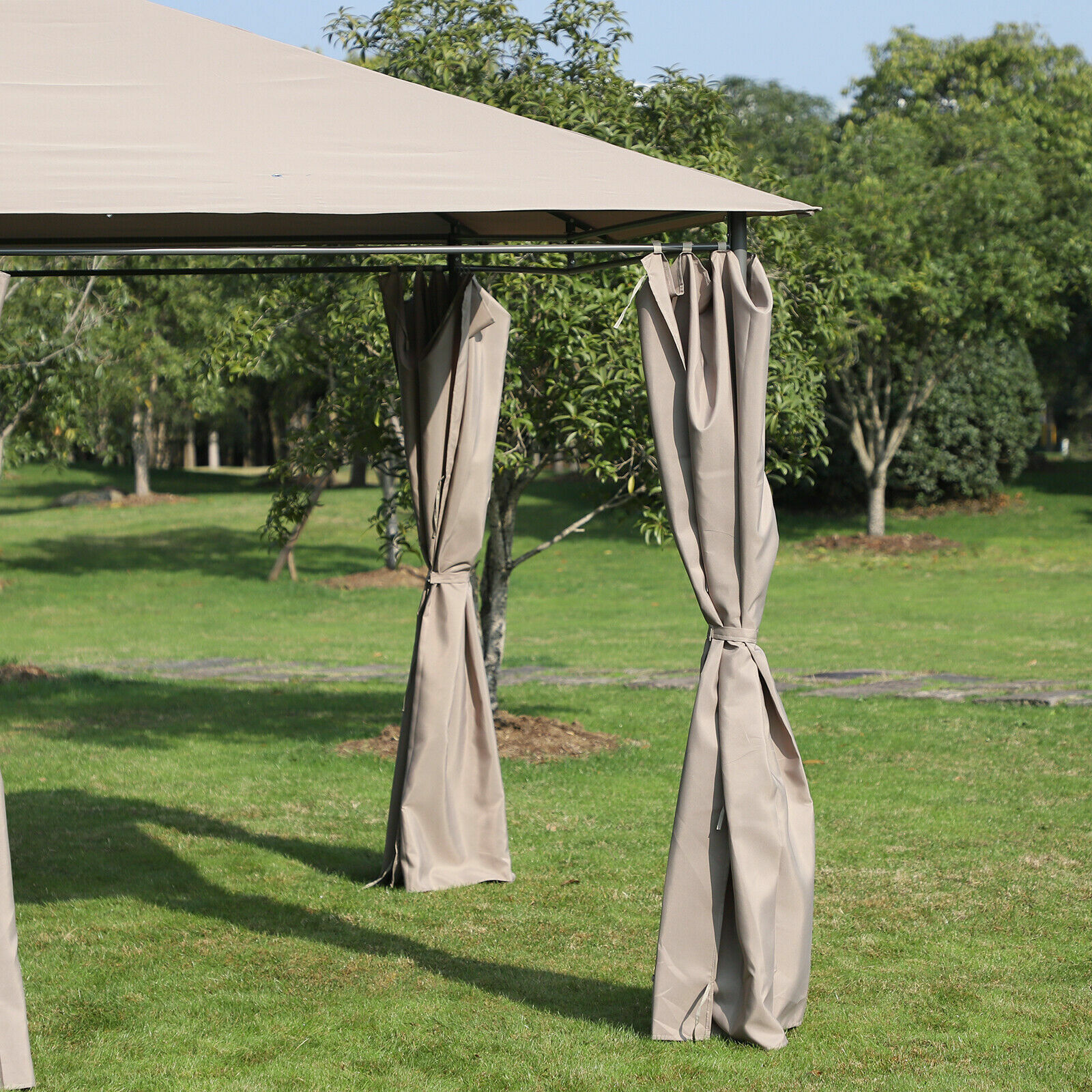 Khaki for sale online Outsunny US84C-1160131 10/' x 13/' Outdoor Patio Gazebo Pavilion Canopy Tent with Curtains