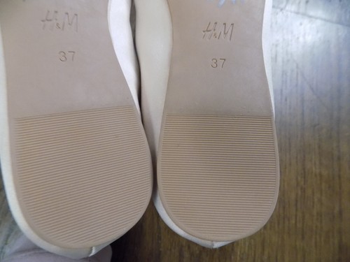 H&M Rosa Pálido Clásico Satinado con Negro Tachonado Entrecruzado Correas Ballet Pisos 6.5 - Imagen 9 de 9