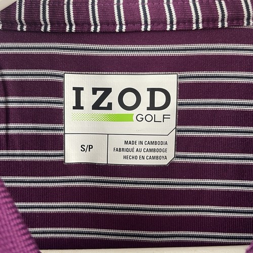 Izod Golf Polo Men's Size Small Burgundy Stripe Regular Fit Golf Casual - Picture 5 of 11