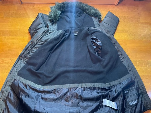 Diesel Women’s Faux Fur Trim Hooded Jacket Size 14 Full Zip Button Full Insulate - 第 9/12 張圖片