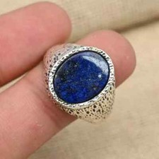 Anxiety Lapis Lazuli Gemstone Ring 925 Sterling Silver Men's Ring All Size D68
