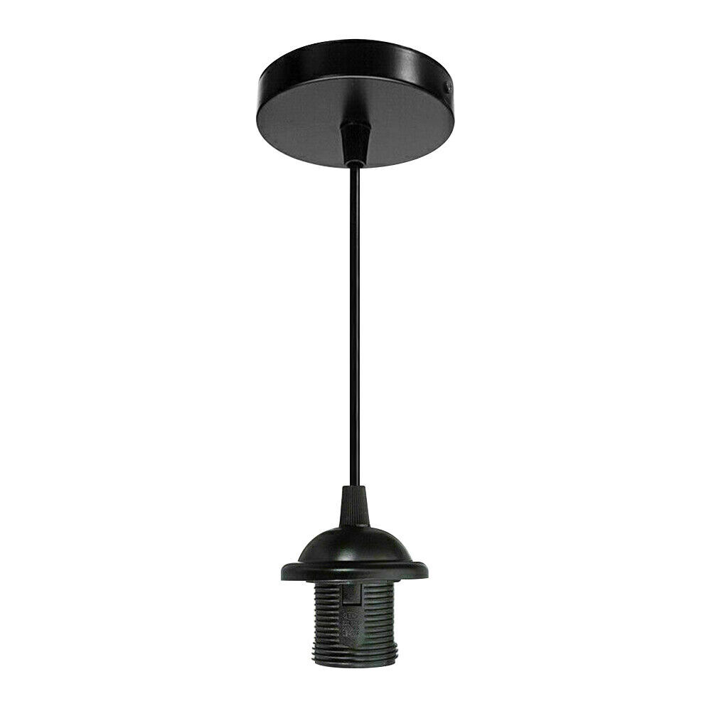 Light Pendant Fitting Ceiling Rose E27 Suspension Set Black Light Base UK
