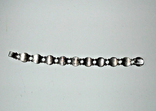 Vtg Sterling Silver Round Panel Bracelet Teal Enamel Decorative Symbols Siam - Picture 5 of 5