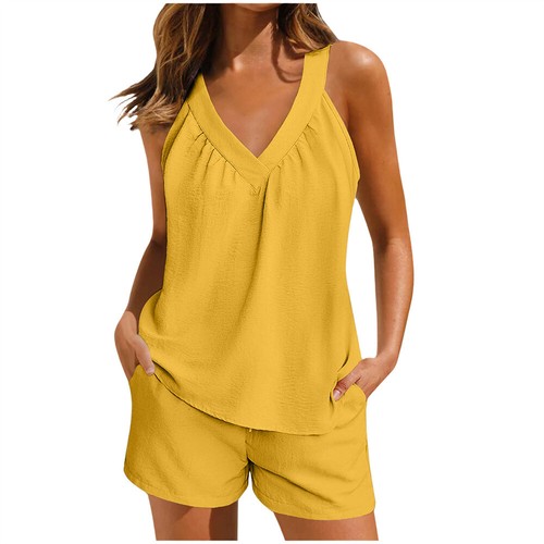 Womens Solid Vest Tee Ladies Tank Cami Tops Tunic Pullover Summer Casual UK Sale - Picture 19 of 25