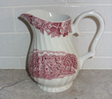England Pink Red Transferware Scenic House Tr...