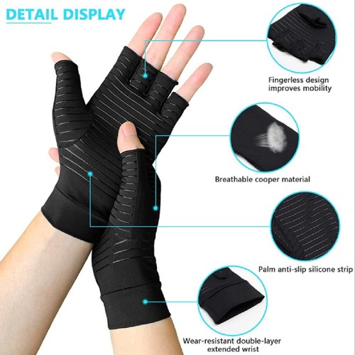 1 par de guantes de compresión de cobre para artritis - Soporte para manos para aliviar el dolor articular - Imagen 2 de 6