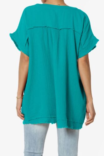Camicia blusa babydoll TheMogan casual manica corta scollo a V cotone garza - Foto 100 di 140