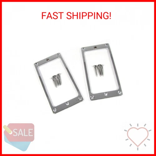 2-pack Chrome Full-size Humbucker Cover Plate Rings for Electric Guitars (Flat P