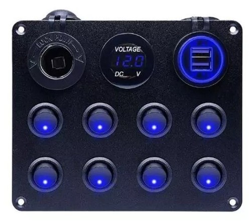 Car 8 Gang 12V Switch Panel LED Rocker USB ON-OFF Toggle For Boat Marine Caravan - Picture 5 of 8