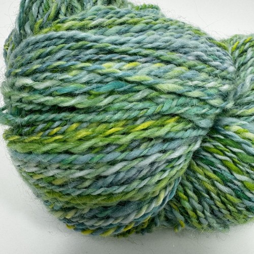 Alpaca Hand Spun Pi Yarn 1 Skein Worsted Natural Green Blue 234 yds Knit Crochet - Picture 5 of 6
