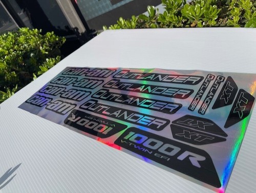 CAN-AM CANAM OUTLANDER 1000R 1000R FULL SET CHROME HOLO LAMINATED DECALS WOW - Picture 5 of 6