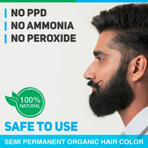 3X Safe Color 25g Soft Black Organic Beard Hair Dye Pack of 3 No Allergy Vegetal - Picture 5 of 5