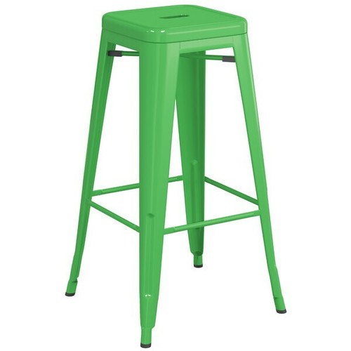 30'' High Backless Green Metal Restaurant Barstool For Indoor or Outdoor Use - Picture 2 of 6