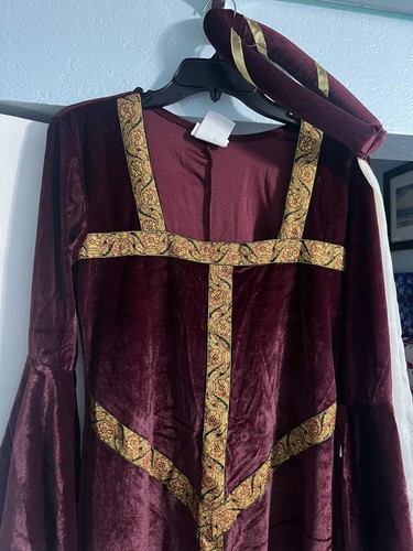 Costume Halloween Lady GUINEVERE vestito velluto a vapore copricapo adulto piccolo - Foto 5 di 8